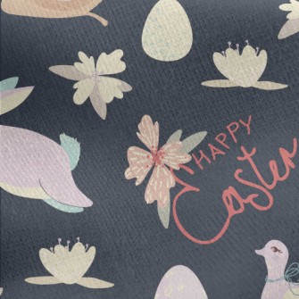 Easter Eggs And Bunny Jersey Backed Fleece