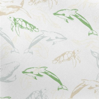 Swimming Marine Life Pongee