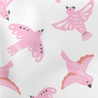 Pink Pigeons Flying In Spring Lightweight Cotton Poplin