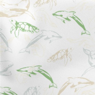 Swimming Marine Life Lightweight Cotton Poplin