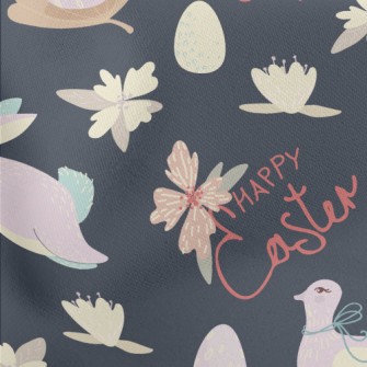 Easter Eggs And Bunny Lightweight Cotton Poplin