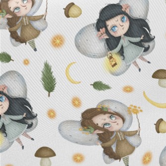 Cartoon Version Of The Forest  Midweight Cotton Poplin