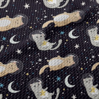 Cute Astronaut Cat Birdseye Piqué