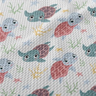 Little Turtle Learns To Swim Birdseye Piqué