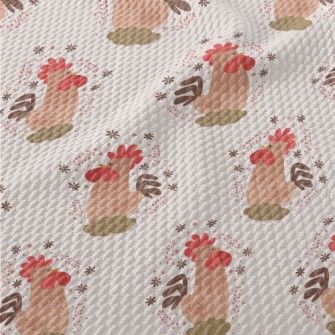 Shiny Hand Drawn Rooster Birdseye Piqué