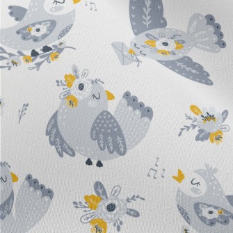 Bird Flying With Flowers Chiffon