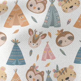 Indian Children Animals Waterproof Canvas