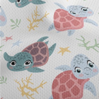 Little Turtle Learns To Swim Athletic Mesh Flat Back