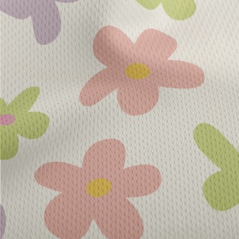 Hand Drawn Colorful Five Petal Athletic Mesh Flat Back