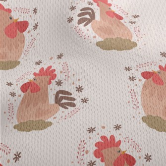 Shiny Hand Drawn Rooster Athletic Mesh Flat Back