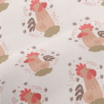 Shiny Hand Drawn Rooster Performance Linen