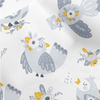 Bird Flying With Flowers Micro Fleece