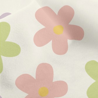 Hand Drawn Colorful Five Petal Micro Fleece
