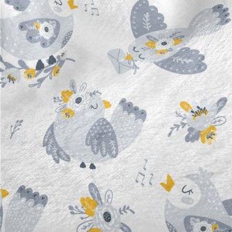 Bird Flying With Flowers Minky