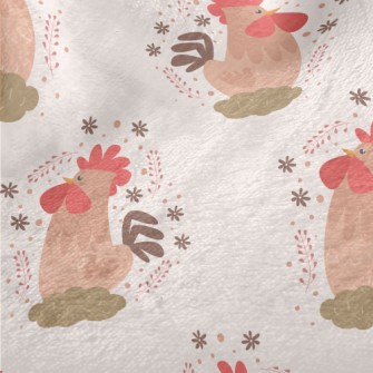 Shiny Hand Drawn Rooster Minky