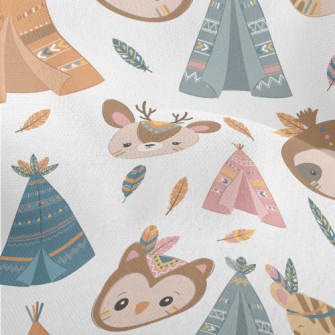 Indian Children Animals Lightweight Performance Linen