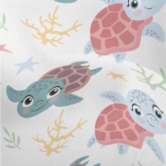 Little Turtle Learns To Swim Lightweight Performance Linen