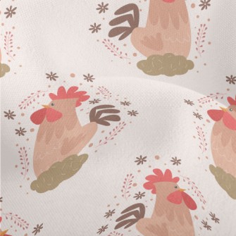 Shiny Hand Drawn Rooster Lightweight Performance Linen