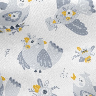 Bird Flying With Flowers Jersey Backed Fleece