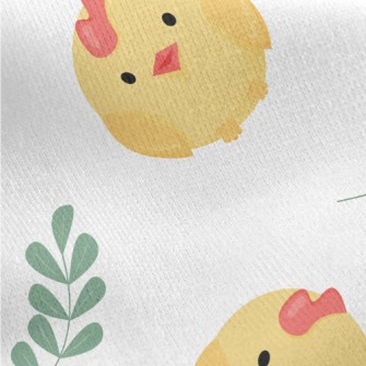 Cute Chicks And Leaves Jersey Backed Fleece