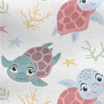 Little Turtle Learns To Swim Jersey Backed Fleece