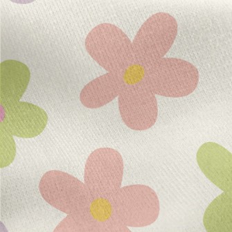 Hand Drawn Colorful Five Petal Jersey Backed Fleece