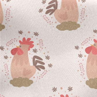 Shiny Hand Drawn Rooster Jersey Backed Fleece