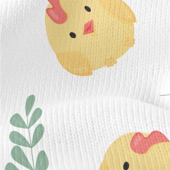 Cute Chicks And Leaves Stretch Jersey