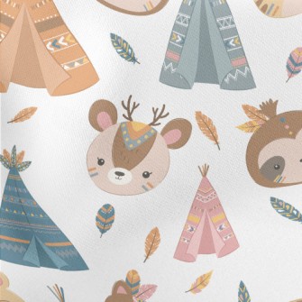 Indian Children Animals Lightweight Cotton Poplin