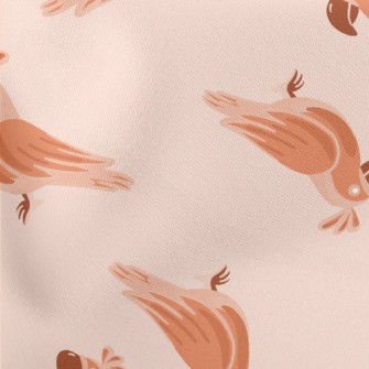 Orange Cute Little Parrot Lightweight Cotton Poplin