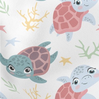 Little Turtle Learns To Swim Lightweight Cotton Poplin