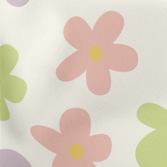 Hand Drawn Colorful Five Petal Lightweight Cotton Poplin