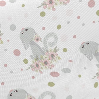 Cat In The Flowers Looking Up Midweight Cotton Poplin