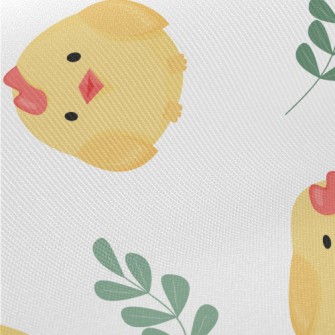 Cute Chicks And Leaves Midweight Cotton Poplin