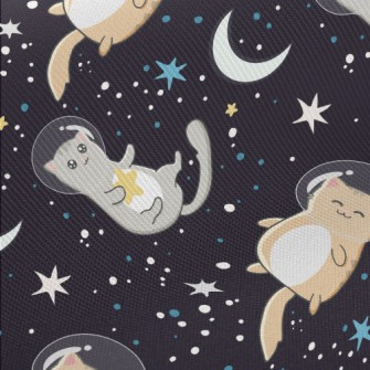 Cute Astronaut Cat Midweight Cotton Poplin