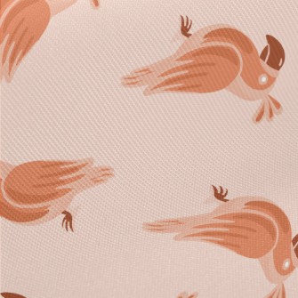 Orange Cute Little Parrot Midweight Cotton Poplin