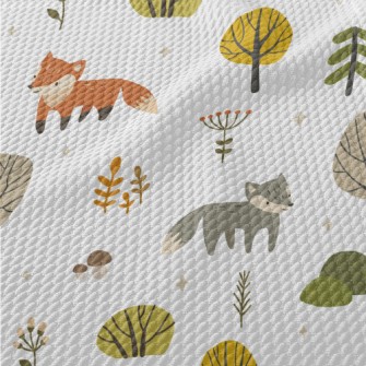 Cute Animals In The Autumn For Birdseye Piqué