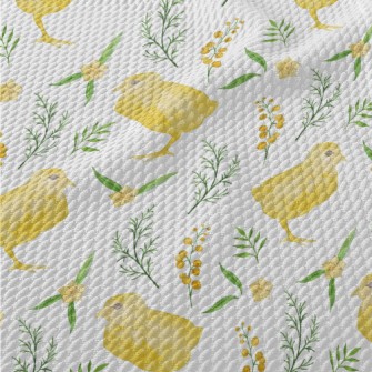 Yellow Bird In The Grass Birdseye Piqué