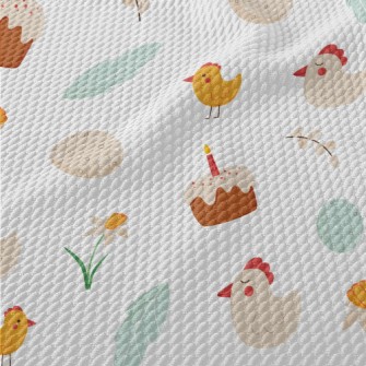 Easter Chicks And Eggs Birdseye Piqué