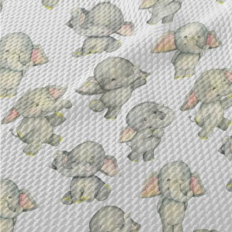 Dancing Baby Elephant Birdseye Piqué
