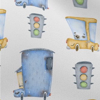 Cartoon Car And Traffic Lights Chiffon