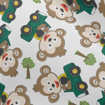 Monkey Driving A Car On The Ro Chiffon