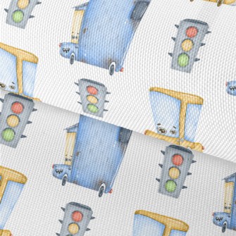 Cartoon Car And Traffic Lights Waterproof Oxford