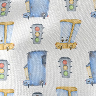 Cartoon Car And Traffic Lights Waterproof Canvas