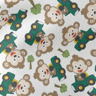 Monkey Driving A Car On The Ro Waterproof Canvas