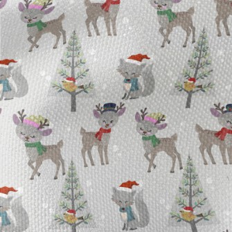 Deer And Wolf Wearing Santa Ha Waterproof Canvas