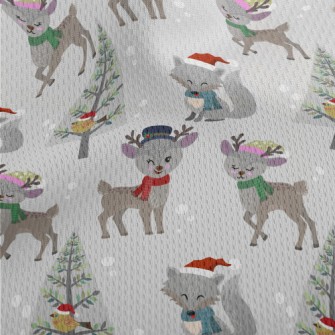 Deer And Wolf Wearing Santa Ha Athletic Mesh Flat Back
