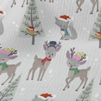 Deer And Wolf Wearing Santa Ha Terry