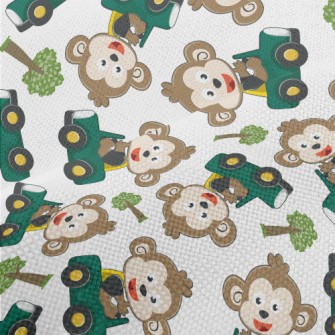 Monkey Driving A Car On The Ro Performance Linen