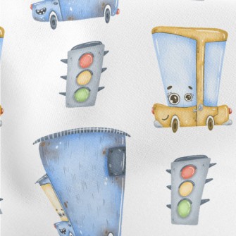 Cartoon Car And Traffic Lights Stretch Ponte